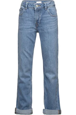 MANGO Straight Jeans With Turn-Up Blue