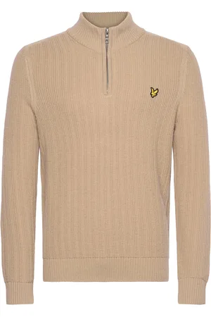 Lyle & Scott Ribbed Quarter Zip Jumper Beige