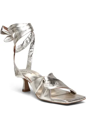 Dante 6 Ziya Heeled Leather Sandals Silver