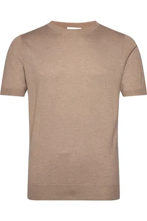 Davida Cashmere Man Fine Knit T-Shirt Beige