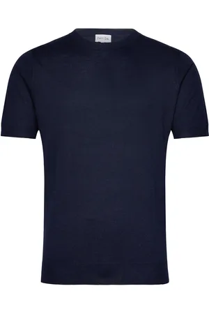 Davida Cashmere Man Fine Knit T-Shirt Navy