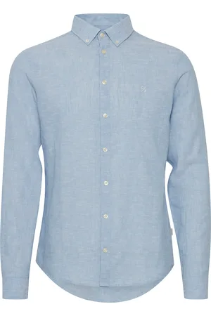 Casual Friday Cfanton 0053 Bd Ls Linen Mix Shirt Blue