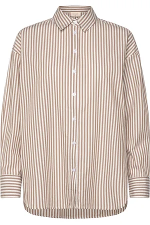 Freequent Shirt From Freequent In A Light Material With Stripes. The Shirt Has A Casual De Cream