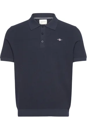GANT Micro Textured Cotton Ss Polo Navy