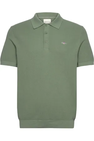 GANT Micro Textured Cotton Ss Polo Green