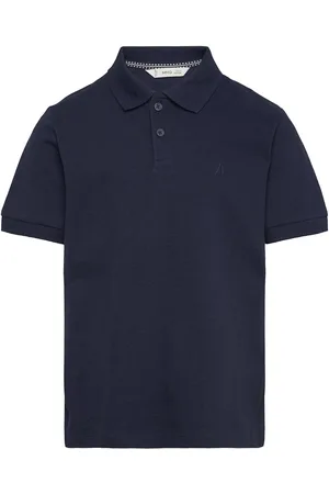 MANGO Short-Sleeved Cotton Polo Shirt Navy