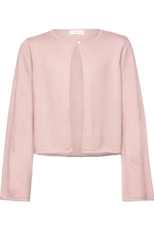 MANGO Fine-Knit Cotton Cardigan Pink