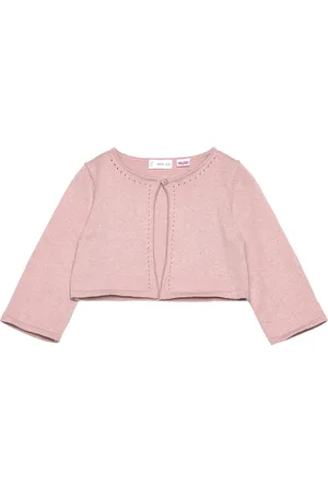 MANGO Openwork Detail Knit Cardigan Pink