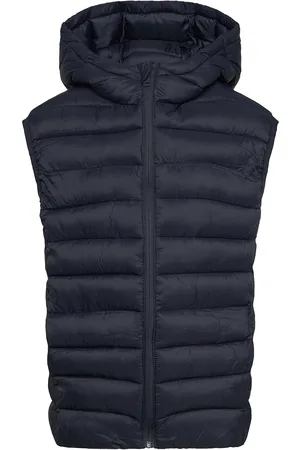 MANGO Quilted Gilet With Hood Navy