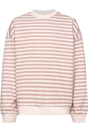 MANGO Striped Cotton-Blend Sweatshirt Pink
