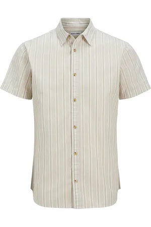 JACK & JONES Jjjoshua Oxford Stripe Shirt S/S Jack & J S Cream