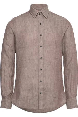 Michael Kors Linen Slim Fit Shirt Brown