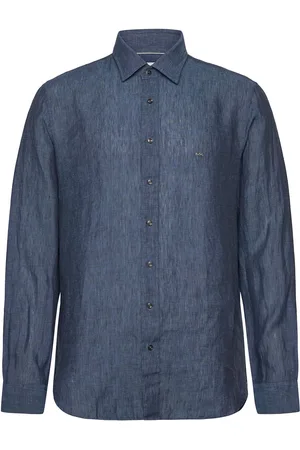 Michael Kors Linen Slim Fit Shirt Blue