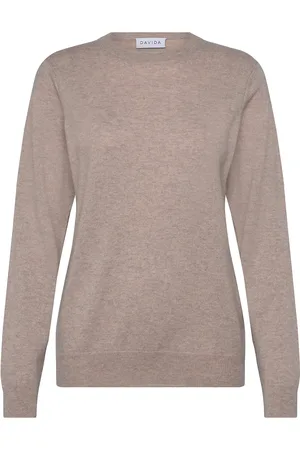 Davida Cashmere Man O-Neck Plain Beige