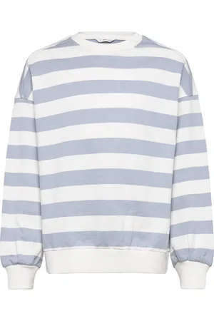 MANGO Striped Cotton-Blend Sweatshirt Blue