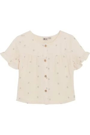 Daily7 Ruffle Shirt Allover Print Cream