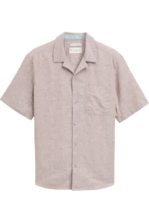 TOM TAILOR Structured Cotton Linen Shirt Beige
