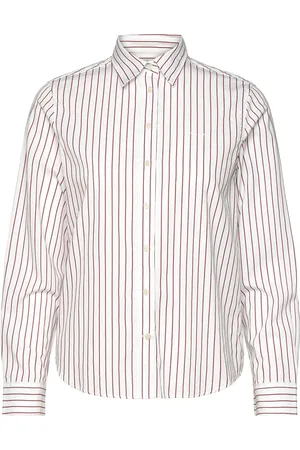 GANT Reg Poplin Thin Striped Shirt White
