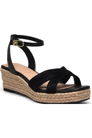 Tommy Hilfiger Leather & Suede Mid Wedge Espad Black