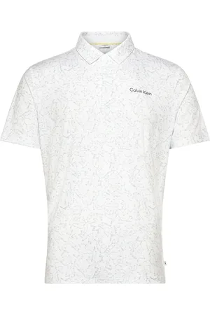 Calvin Klein Abstract Watercolour Printed Polo White
