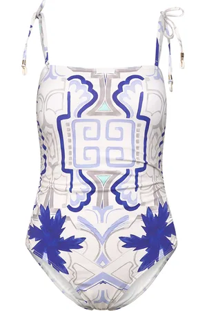 By Malina Fern Tie Shoulder Printed Swimsuit White