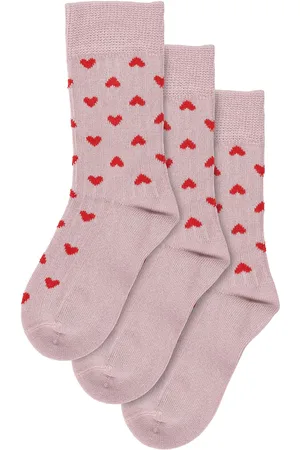 Minipop Bamboo Heart Socks 3 Pack Pink