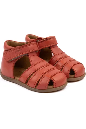Pom Pom Starters Scallop Velcro Sandal Red