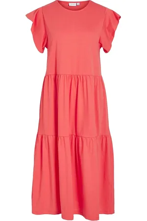 VILA Visummer S/S Midi Dress - Noos Red