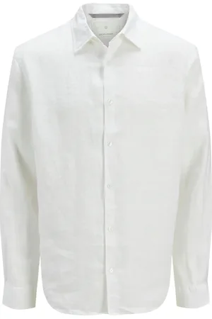 JACK & JONES Jprcclawrence Linen L/S Shirt Sn Jack & J S White