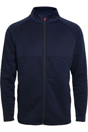 Backtee Mens Waffel Midlayer Cardigan Navy