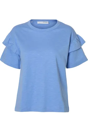 SELECTED Slfrylie Ss Florence Tee M Noos Blue