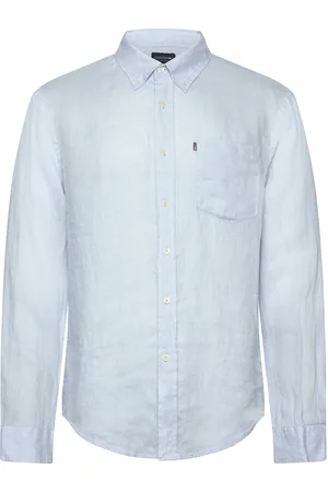 Lexington Casual Linen B.d Shirt Blue