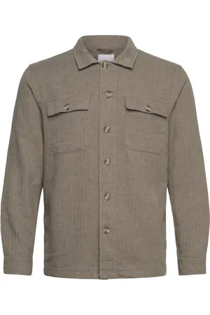 Lindbergh Cotton Linen Overshirts L/S Brown