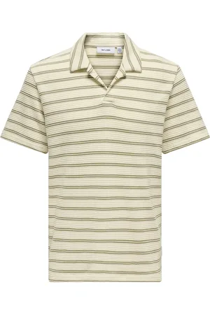 Only & Sons Onsian Reg Stripe Struct Ss Resort Polo Cream
