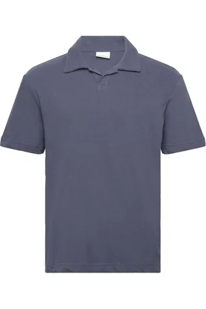 Knowledge Cotton Apparal Loose Bouclé Polo - Gots/Vegan Navy