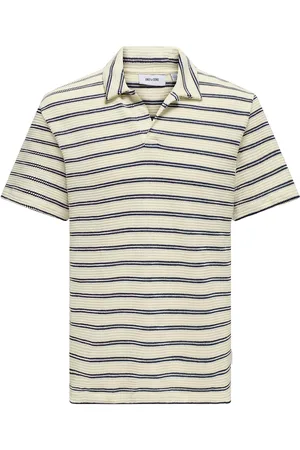 Only & Sons Onsian Reg Stripe Struct Ss Resort Polo Cream