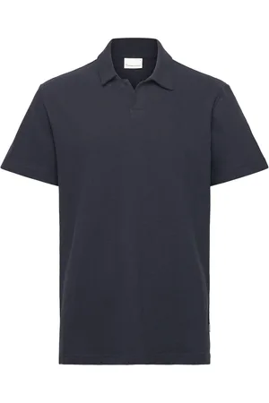 Knowledge Cotton Apparal Loose Bouclé Polo - Gots/Vegan Navy