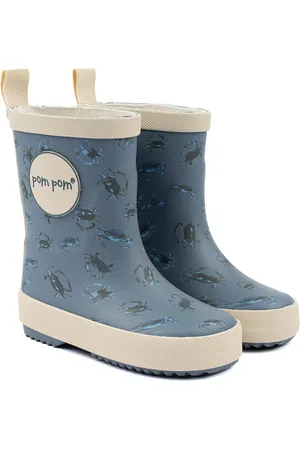 Pom Pom Gumboots Aop Blue