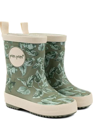Pom Pom Gumboots Aop Green