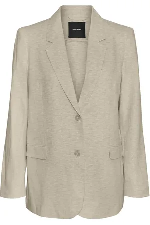 VERO MODA Vmmindy Ls Loose Linen Blazer Mix Beige