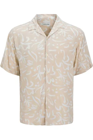 JACK & JONES Jjjeff Monochrome Resort Shirt Ss Jack & J S Cream