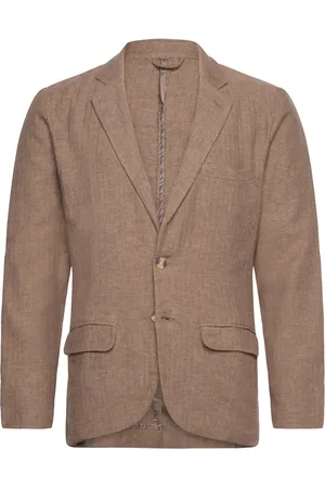 Lindbergh Cotton Linen Overshirts L/S Brown