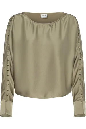 Dante 6 Rocco Satin Button Detail Top Green