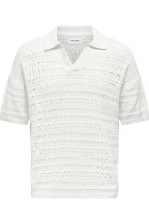 Only & Sons Onsgrayson Ds 5 Chochet Polo Knit Noos White