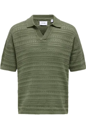 Only & Sons Onsgrayson Ds 5 Chochet Polo Knit Noos Khaki