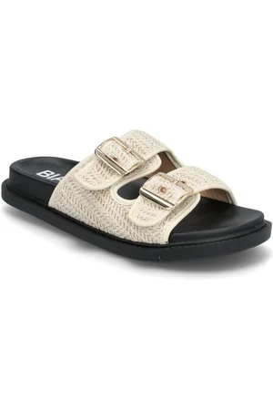 Bianco Biaoslo Buckle Slide Raffia Cream