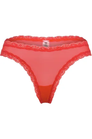 Understatement Mesh Lace Trim Thong Black