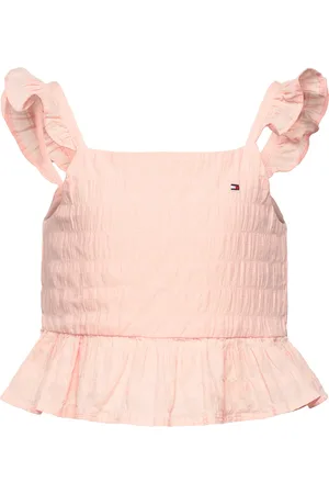 Tommy Hilfiger Textured Cotton Top Slvls Coral