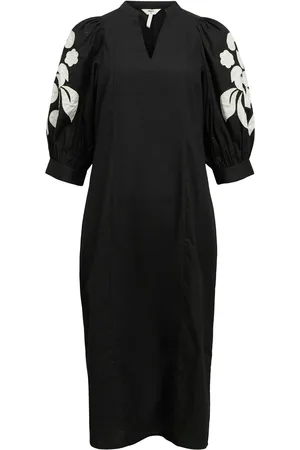 Object Objnaja Re 2/4 V-Neck Midi Dress 138 Black