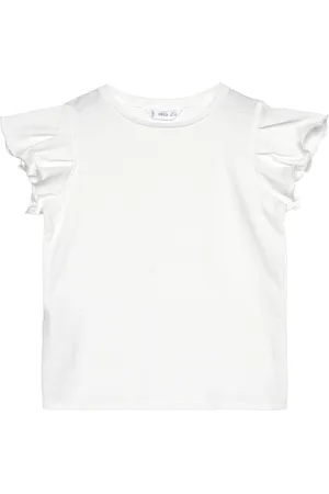 MANGO Short-Sleeved Ruffle T-Shirt White